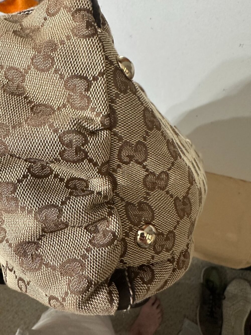 Gucci Abbey D-Ring GG Canvas Hobo Shoulder Bag Brown Serial 189685 - Picture 4 of 10